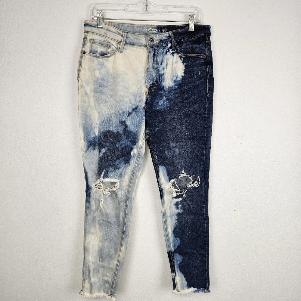 Old Navy Rockstar Jeans Super Skinny Highrise Sz 8 Grunge Hippie Thrashed
